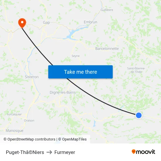Puget-Thã©Niers to Furmeyer map