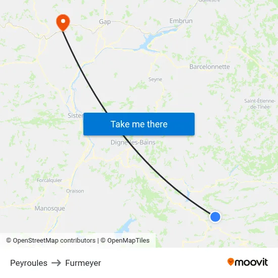 Peyroules to Furmeyer map