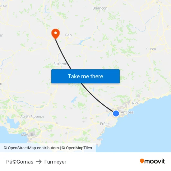 Pã©Gomas to Furmeyer map