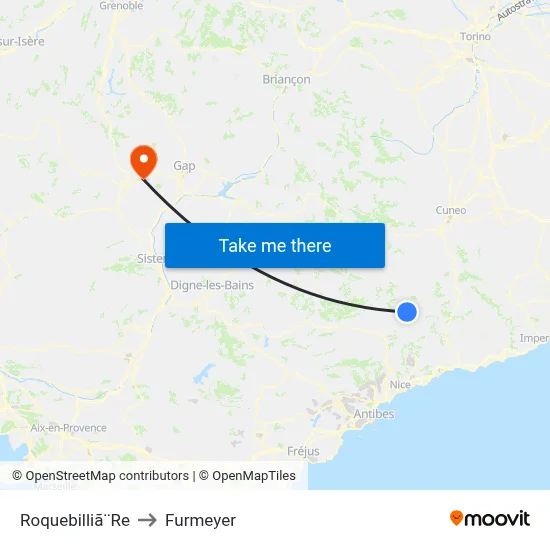Roquebilliã¨Re to Furmeyer map