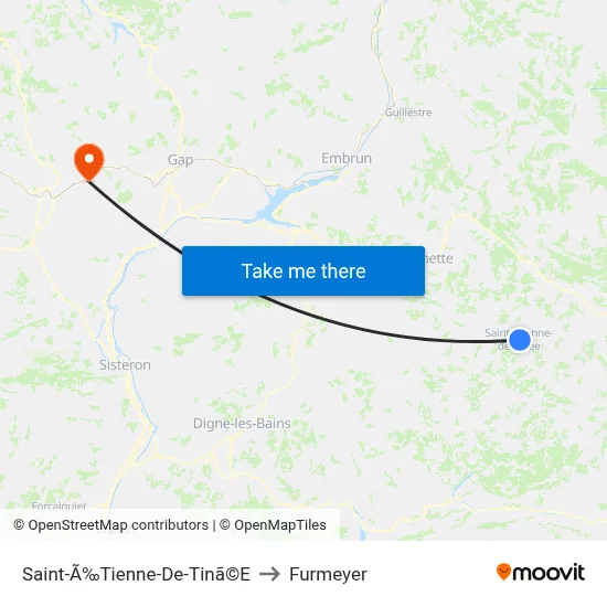 Saint-Ã‰Tienne-De-Tinã©E to Furmeyer map