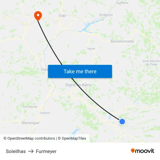 Soleilhas to Furmeyer map
