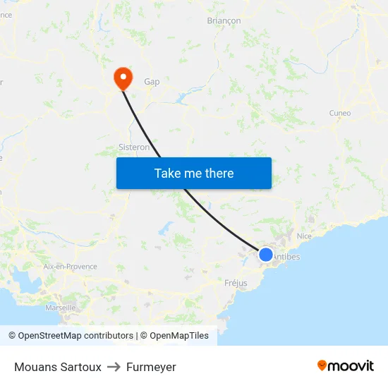Mouans Sartoux to Furmeyer map