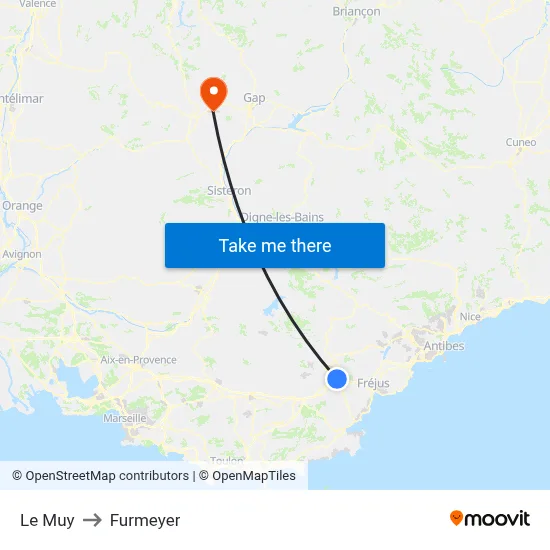 Le Muy to Furmeyer map