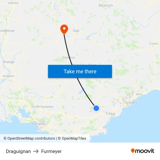Draguignan to Furmeyer map