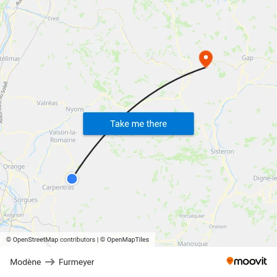 Modène to Furmeyer map