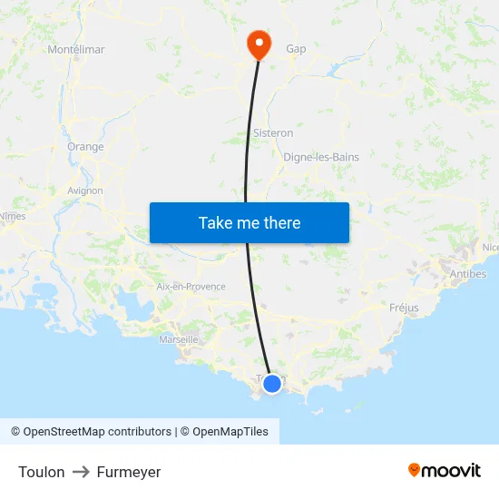 Toulon to Furmeyer map