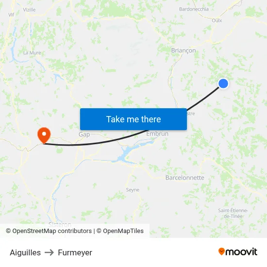 Aiguilles to Furmeyer map