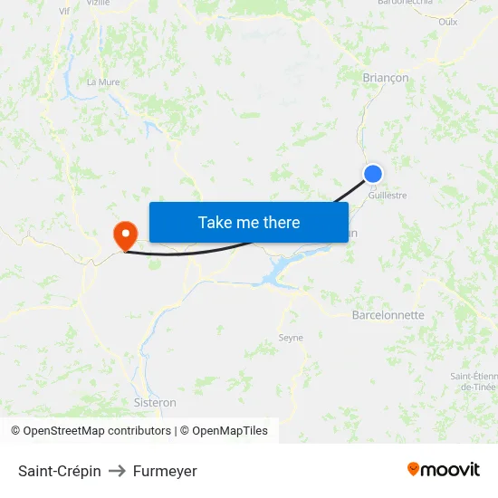 Saint-Crépin to Furmeyer map