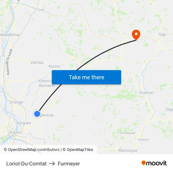 Loriol-Du-Comtat to Furmeyer map
