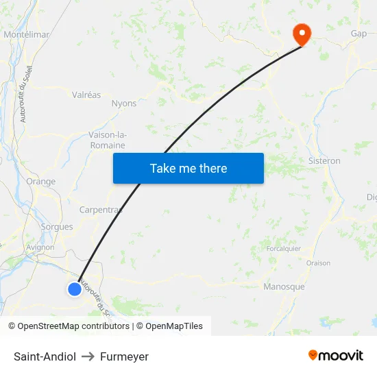 Saint-Andiol to Furmeyer map