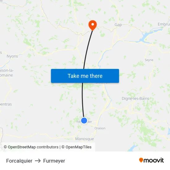 Forcalquier to Furmeyer map