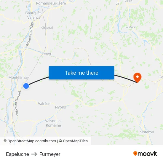 Espeluche to Furmeyer map