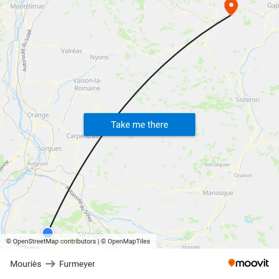 Mouriès to Furmeyer map