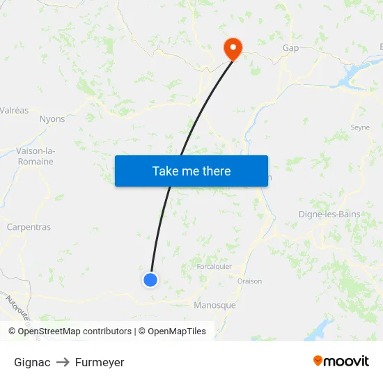 Gignac to Furmeyer map