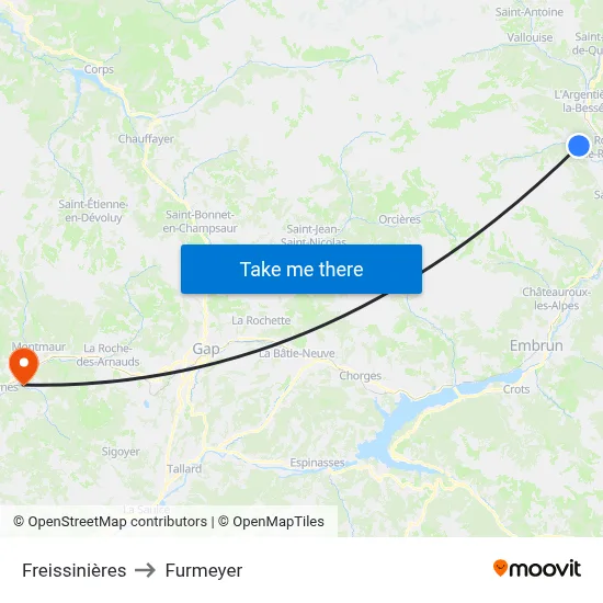 Freissinières to Furmeyer map