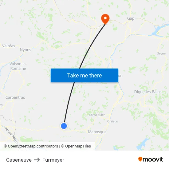 Caseneuve to Furmeyer map