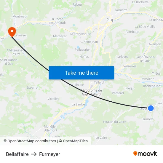 Bellaffaire to Furmeyer map