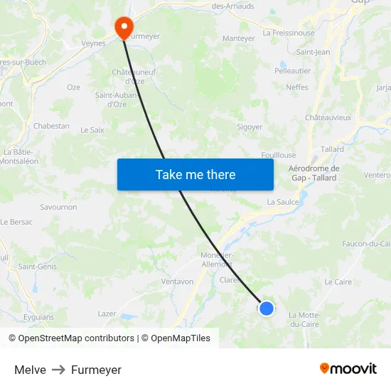 Melve to Furmeyer map