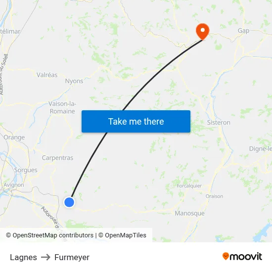 Lagnes to Furmeyer map