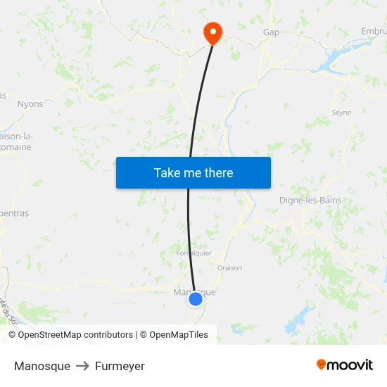 Manosque to Furmeyer map