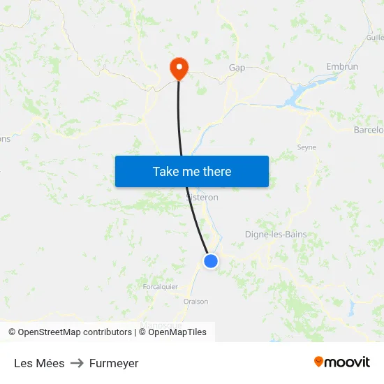 Les Mées to Furmeyer map