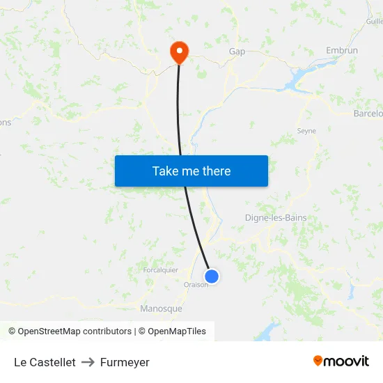 Le Castellet to Furmeyer map