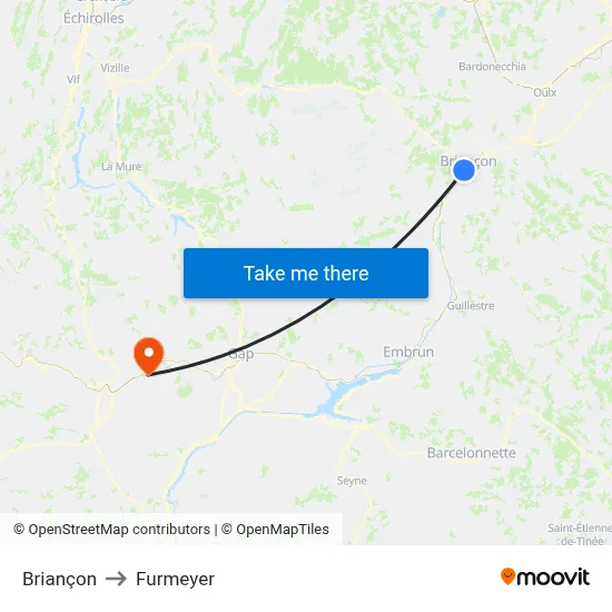 Briançon to Furmeyer map