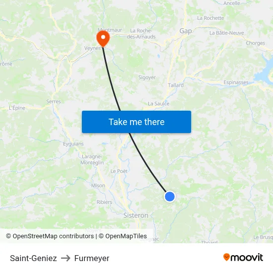 Saint-Geniez to Furmeyer map
