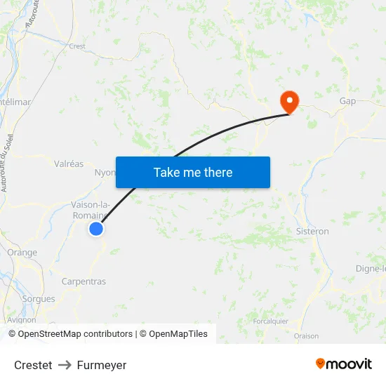 Crestet to Furmeyer map