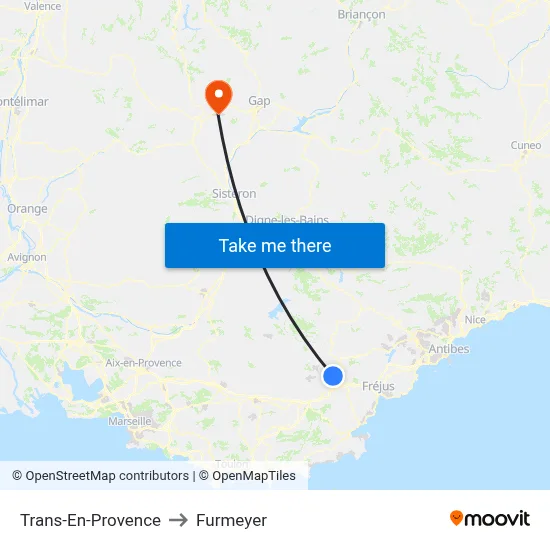 Trans-En-Provence to Furmeyer map