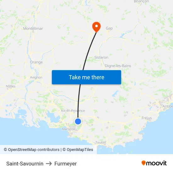 Saint-Savournin to Furmeyer map