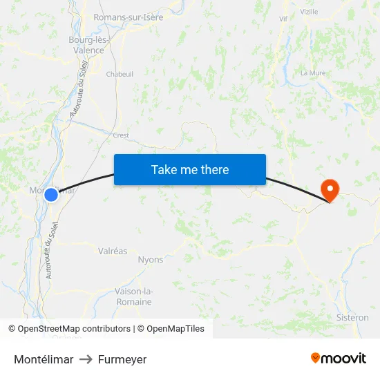 Montélimar to Furmeyer map