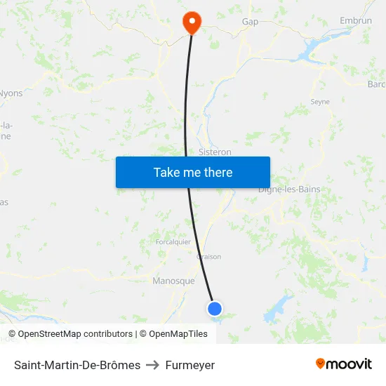 Saint-Martin-De-Brômes to Furmeyer map