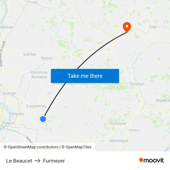 Le Beaucet to Furmeyer map
