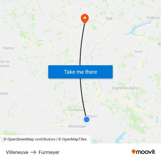 Villeneuve to Furmeyer map