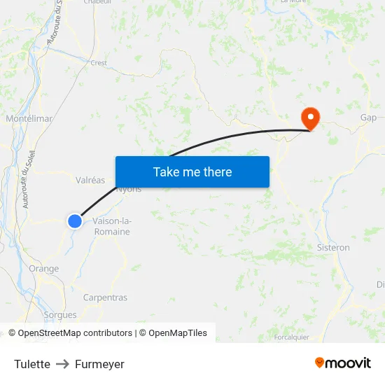 Tulette to Furmeyer map