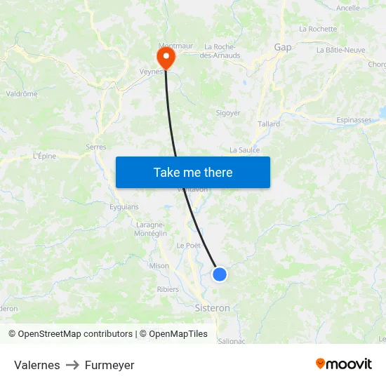 Valernes to Furmeyer map