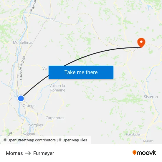 Mornas to Furmeyer map