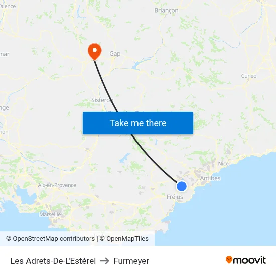 Les Adrets-De-L'Estérel to Furmeyer map