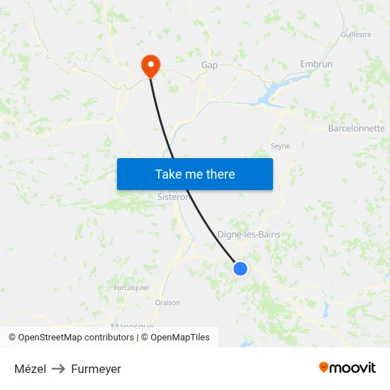 Mézel to Furmeyer map
