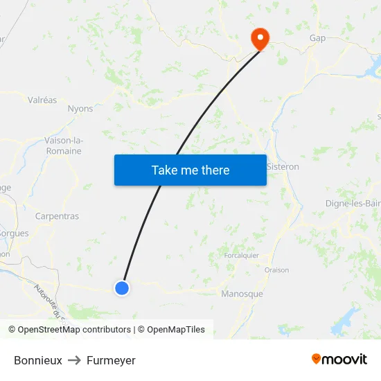 Bonnieux to Furmeyer map