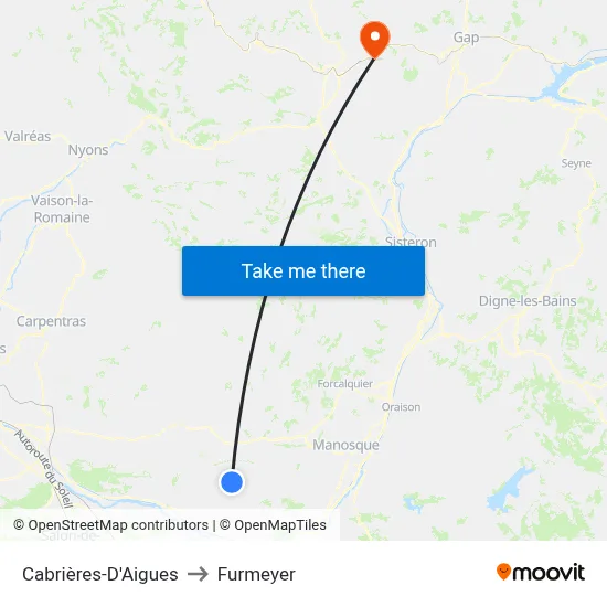 Cabrières-D'Aigues to Furmeyer map