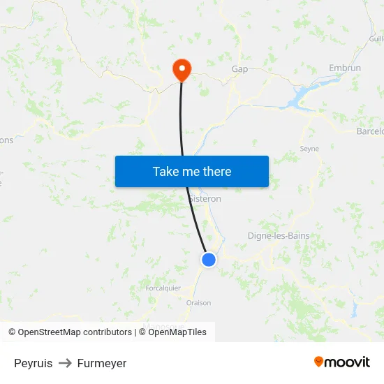 Peyruis to Furmeyer map