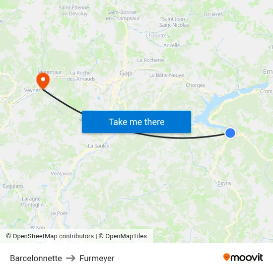 Barcelonnette to Furmeyer map
