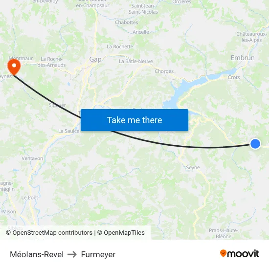 Méolans-Revel to Furmeyer map