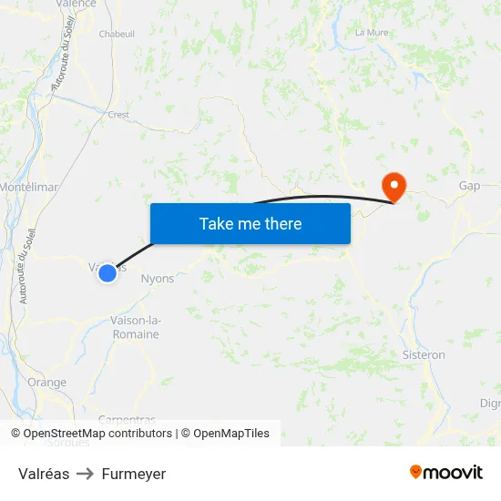 Valréas to Furmeyer map