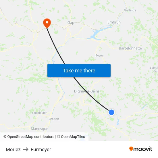 Moriez to Furmeyer map