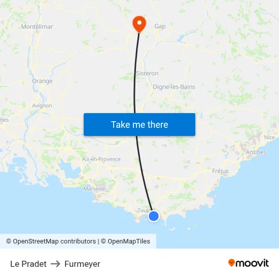 Le Pradet to Furmeyer map