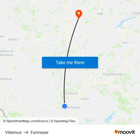 Villemus to Furmeyer map